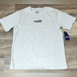 Spalding Heather Grey Short Sleeve Logo Tee Medium - New With Tags